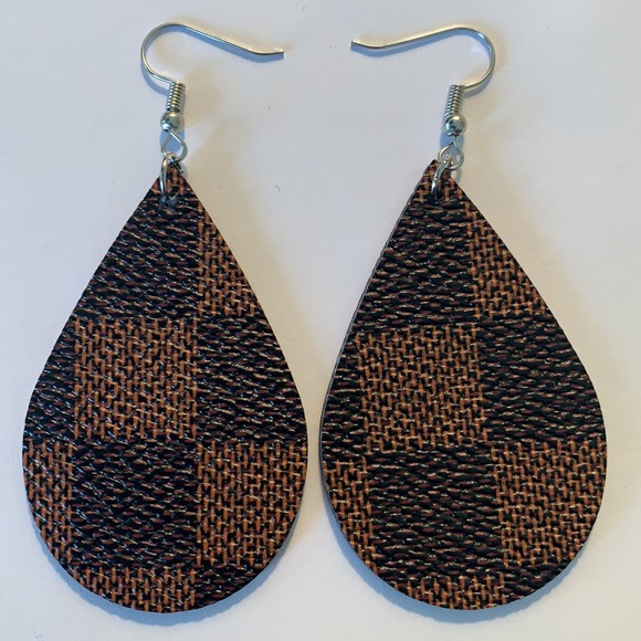 Faux Leather Dangle Earrings - Picture 2 of 4